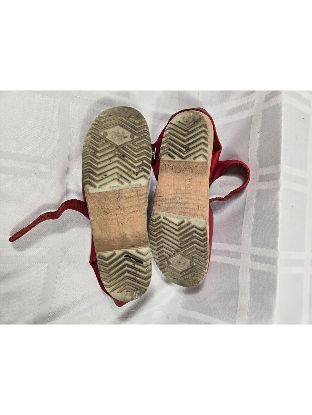 Lotta from Stockholm Red Leather Swedish Wooden Clogs Boho - Picture 10 of 11